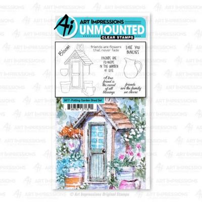 Art Impressions Watercolor Stempel - Potting Garden Shed